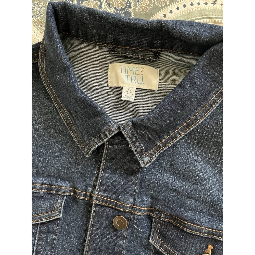 Custom Embroidered Denim Jacket Time & Tru XL Boho Mushroom Garden Fern Design - Picture 7 of 7